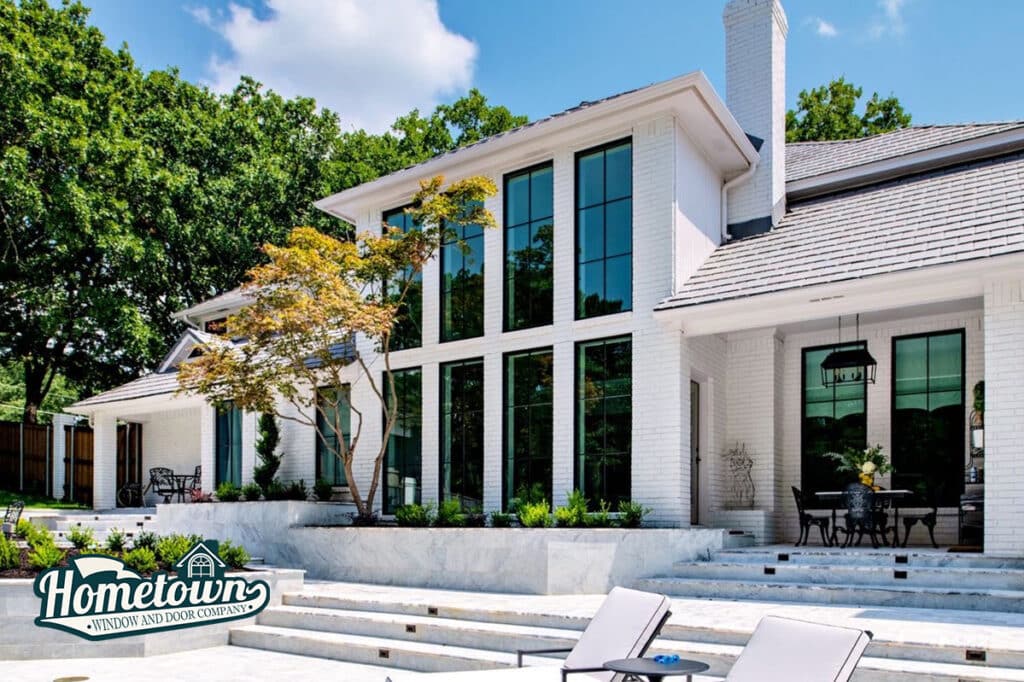 Professional home window replacement on Indiana brick exterior