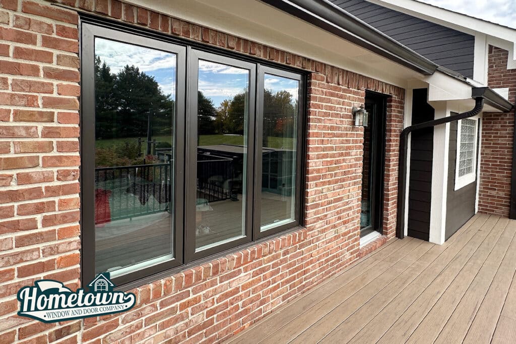 Residential window installation completed on Indiana brick house