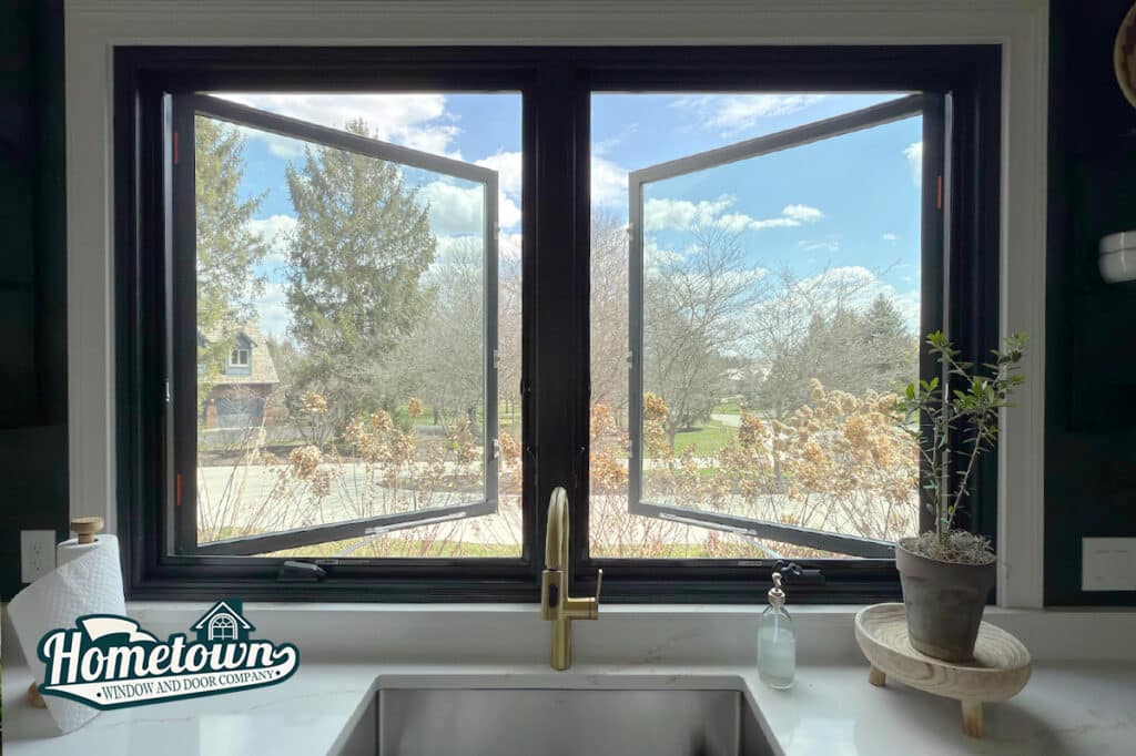 Freshly installed windows on Indianapolis brick ranch home